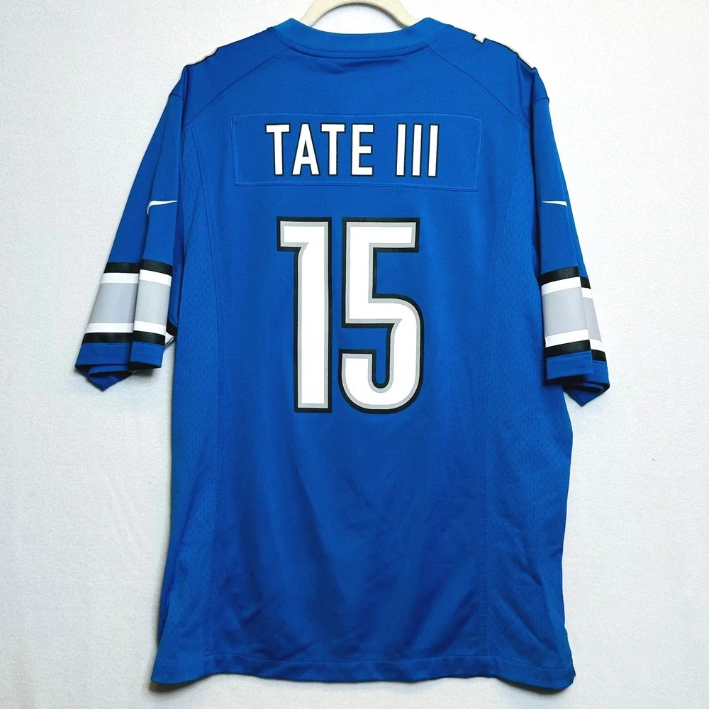 Nike Detroit Lions Jersey Mens L Blue Golden Tate III 15 NFL Football On-Field